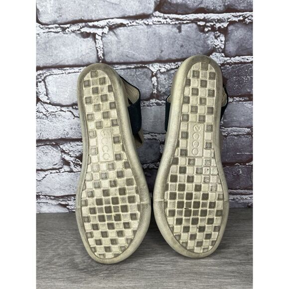 Ecco Flowt 2 Black Gray Leather Strappy Slip On Comfort Sandals Women Sz 39EU/8M - Picture 15 of 16